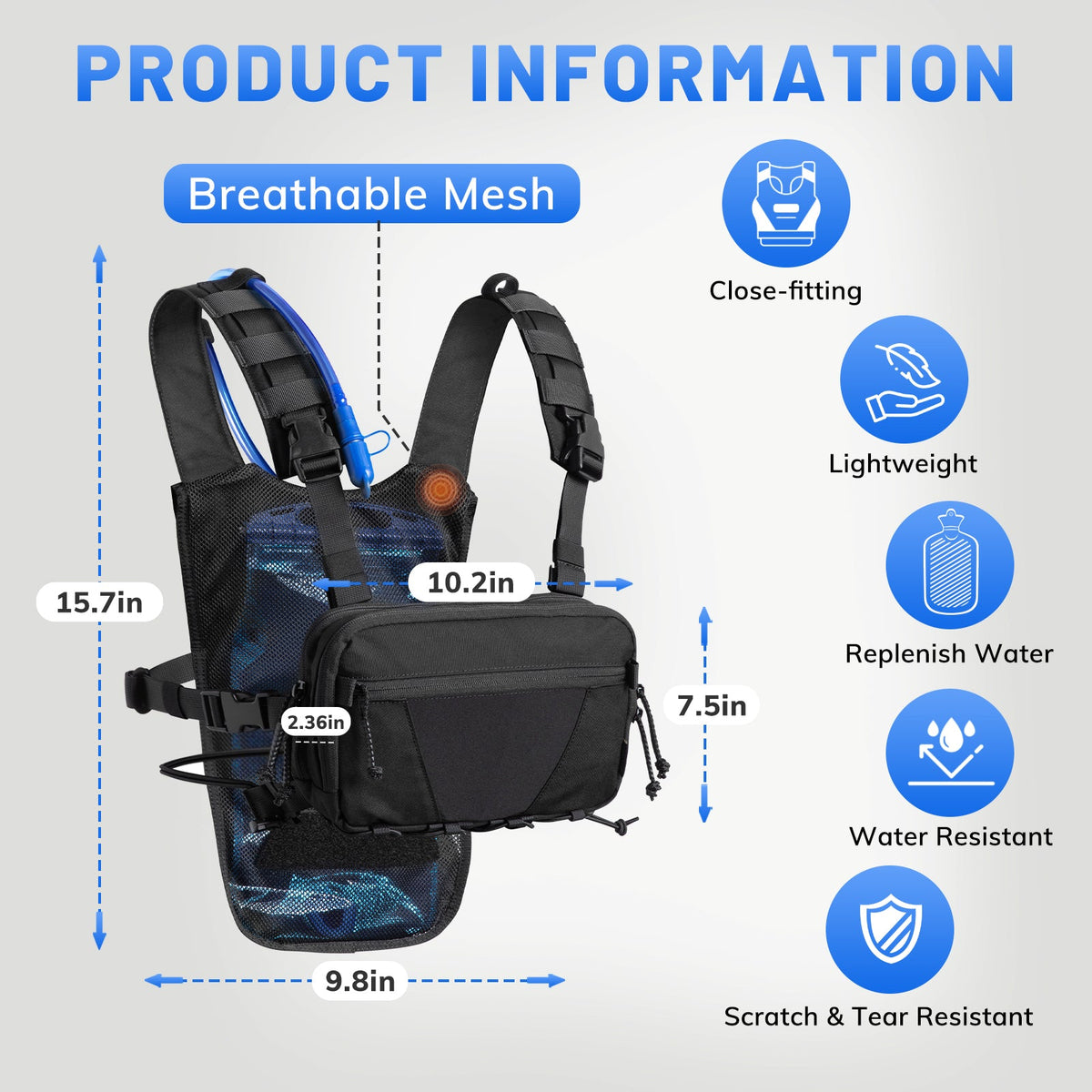 VOTAGOO® Lightweight Running Hydration Vest with 2L Water Bladder Bag