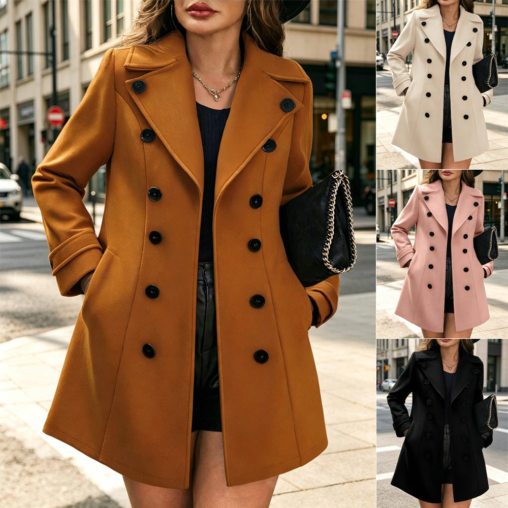 Womens Stylish Double-breasted Suit Coat