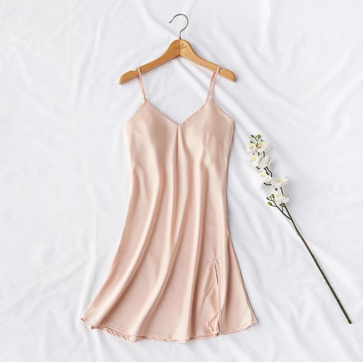 Silky Elegant Night Dress Slips Multicolors - Short