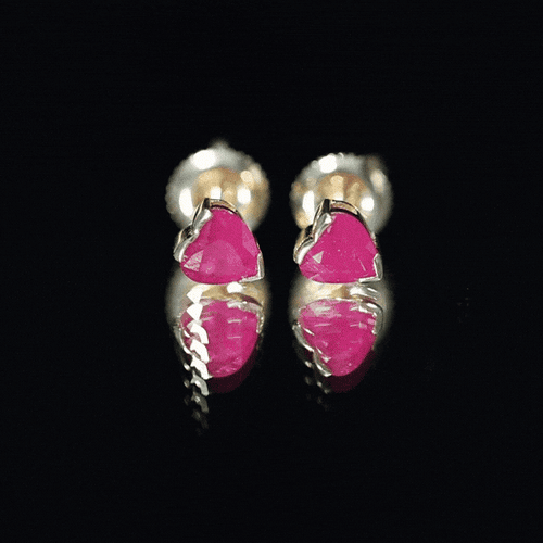 1.3 CT Heart Shape Ruby Solitaire Stud Earrings