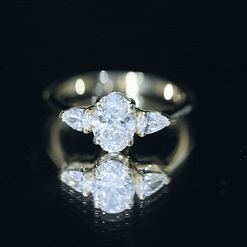 1 Carat Lab Grown Diamond Three Stone Engagement Ring with IGI Certificate