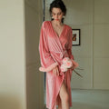 New Bride Wedding Robe Gown Women Velour Sleepwear Luxury Feather Kimono Bridesmaid Team Velvet Bathrobe Long Nightwear
