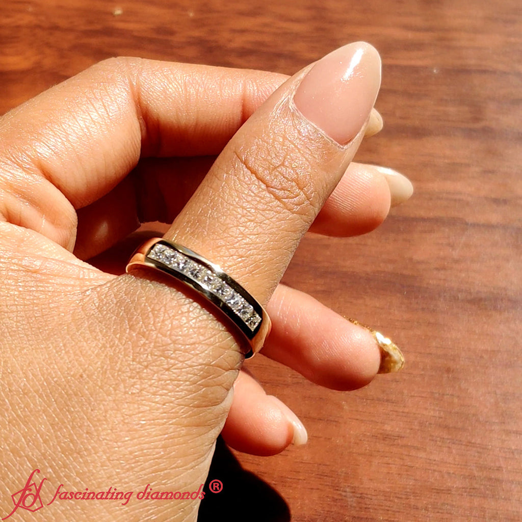 Mens Channel Set Square Wedding Ring