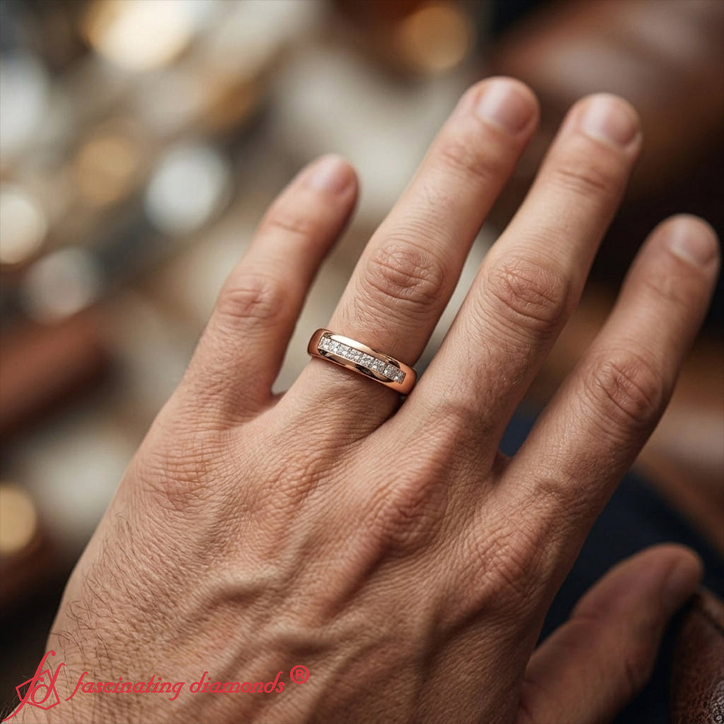 Mens Channel Set Square Wedding Ring
