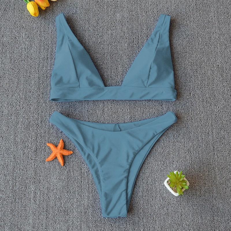 Women Charming Bikini Swimsuit Women Push Up Swimwear Two Piece Bikini Set Solid Color Bathing Suit Swim Suit Female Women Two Piece Bikini Swimsuit Halter Twist Front Bathing Suit Swimwear