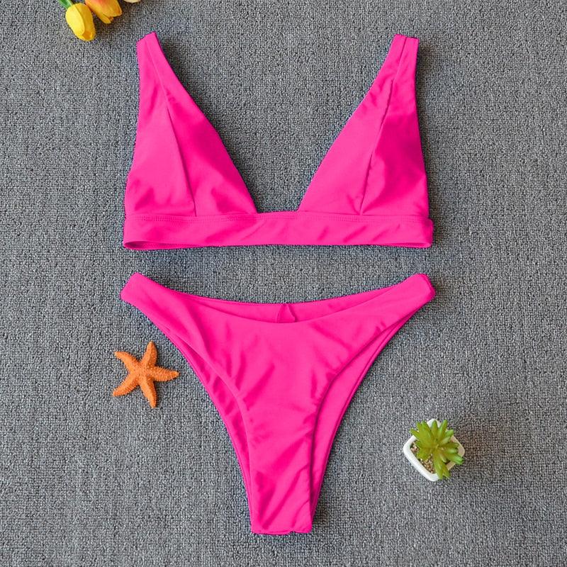 Women Charming Bikini Swimsuit Women Push Up Swimwear Two Piece Bikini Set Solid Color Bathing Suit Swim Suit Female Women Two Piece Bikini Swimsuit Halter Twist Front Bathing Suit Swimwear